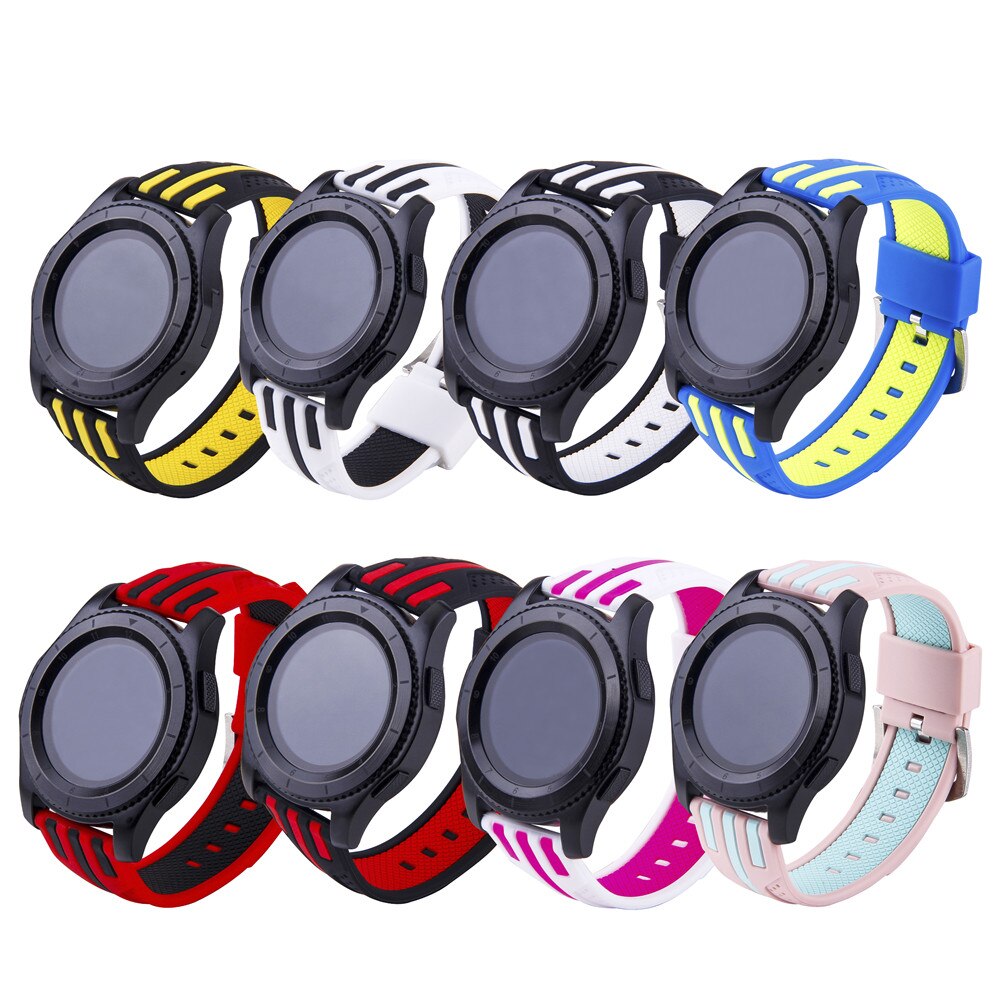 22mm Color Bar Soft Silicone Band For Samsung Galaxy Watch 3 45mm 46mm Gear Live S3 S4 2 2Neo Leisure Sport Waterproof Strap Wristband