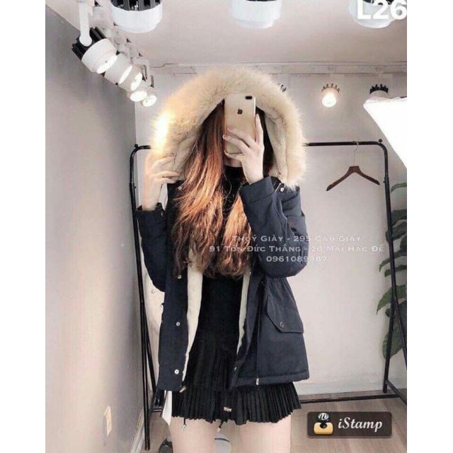 Áo khoác kaki lót lông trần lông toàn bộ rút eo 💋 freeship 💋hàng QC cao cấp | BigBuy360 - bigbuy360.vn