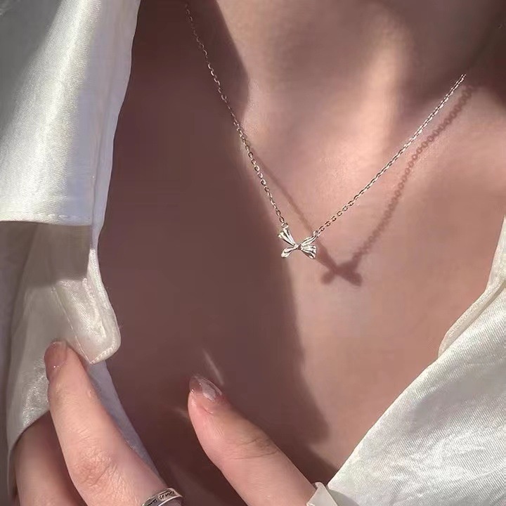 Vòng cổ Bạc Mặt Nơ Phong Cách Vintage