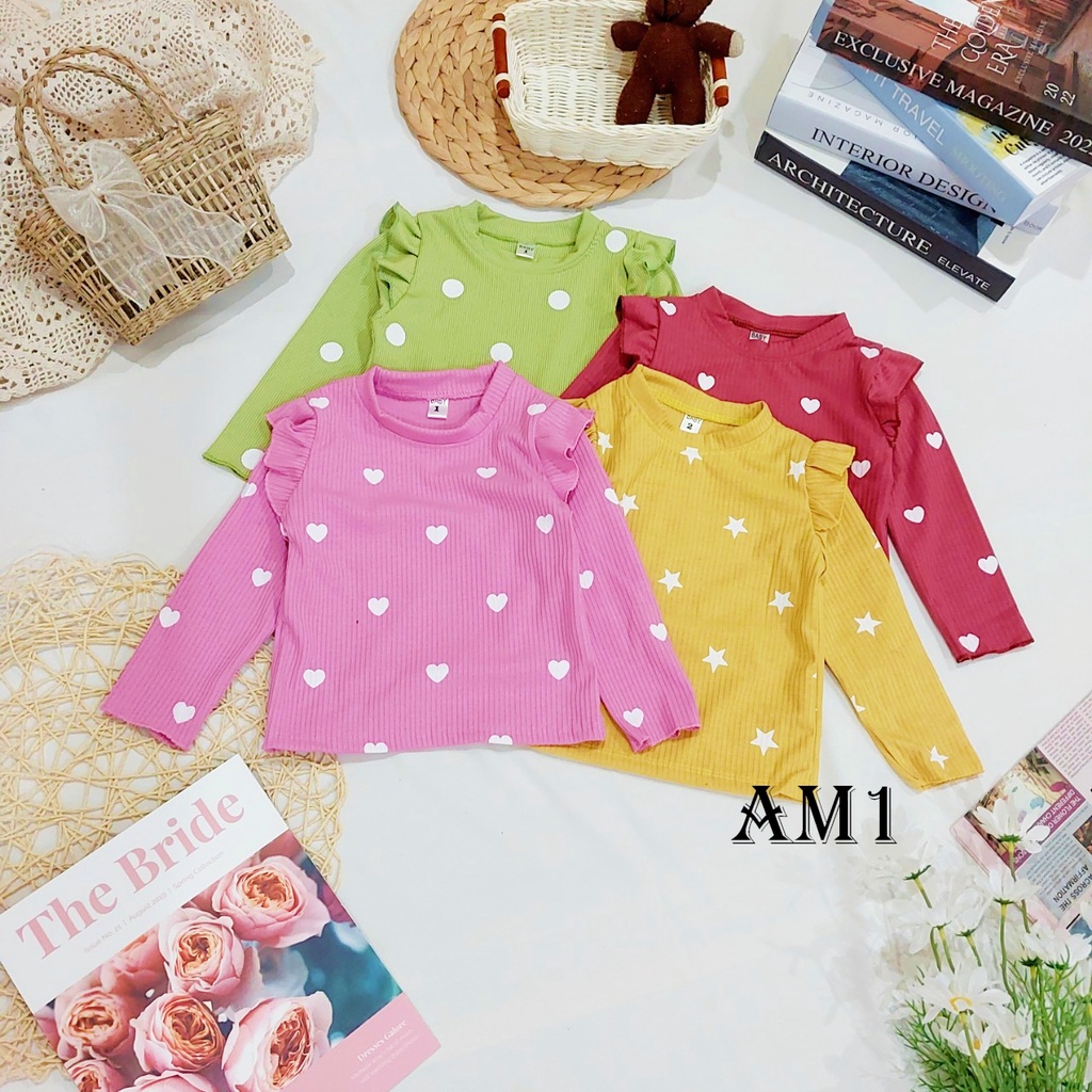 (9-20kg) Đồ bộ bé gái quần áo dài tay QATE829 Bộ len tim bé gái TB107