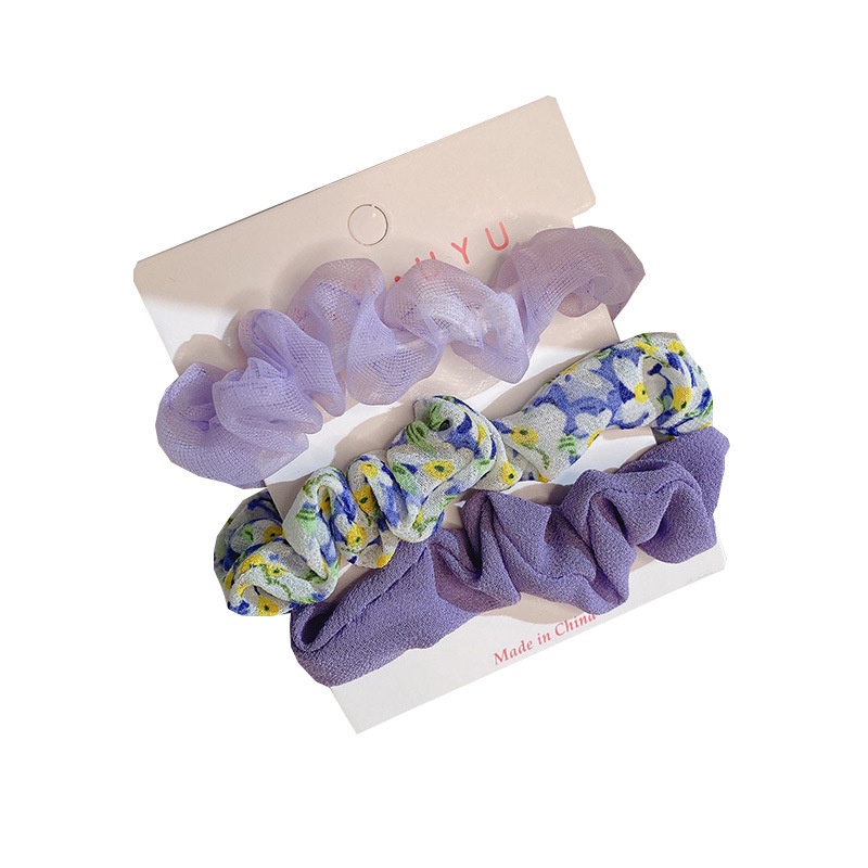 Bộ 3 sợi dây thun cột tóc bằng vải voile in hoa đáng yêu