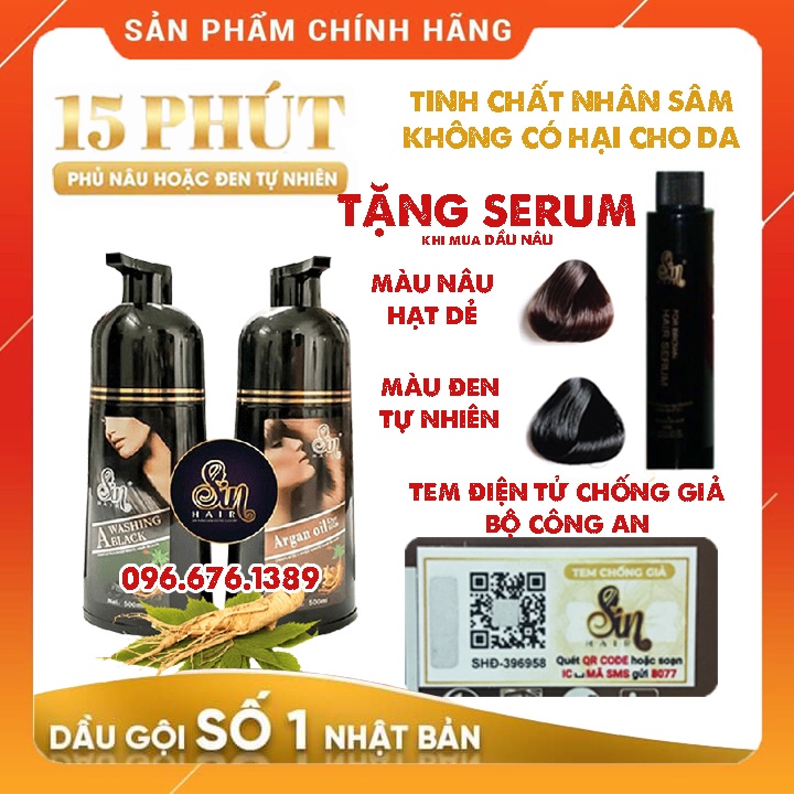 Sin Hair - Dầu Gội Nhuộm Tóc Phủ Bạc Chính Hãng Nhật Bản