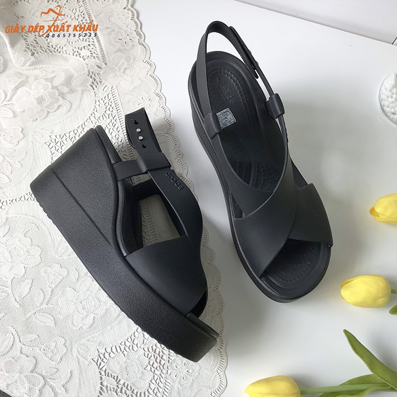 Sandal Cross Nữ Brooklyn High Wedge Cao 9 cm Màu Đen