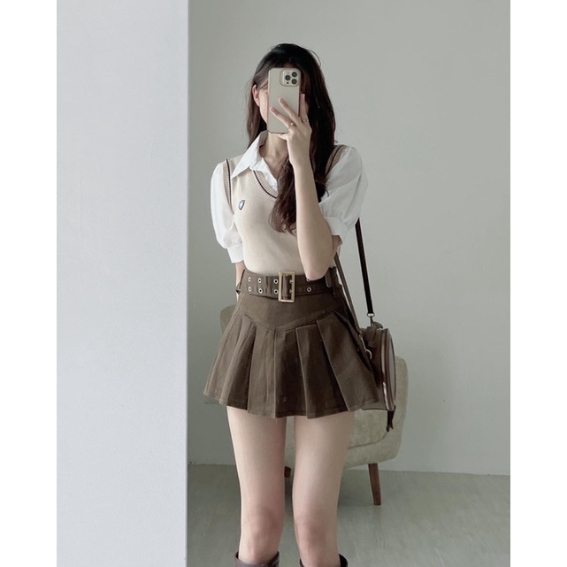 Áo sơ mi phối len monngtoghi siêu xinh