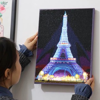 [ORD] TRANH ĐÍNH ĐÁ CÓ ĐÈN PHÁT SÁNG [THÁP EIFFEL] - QIQI GIRL