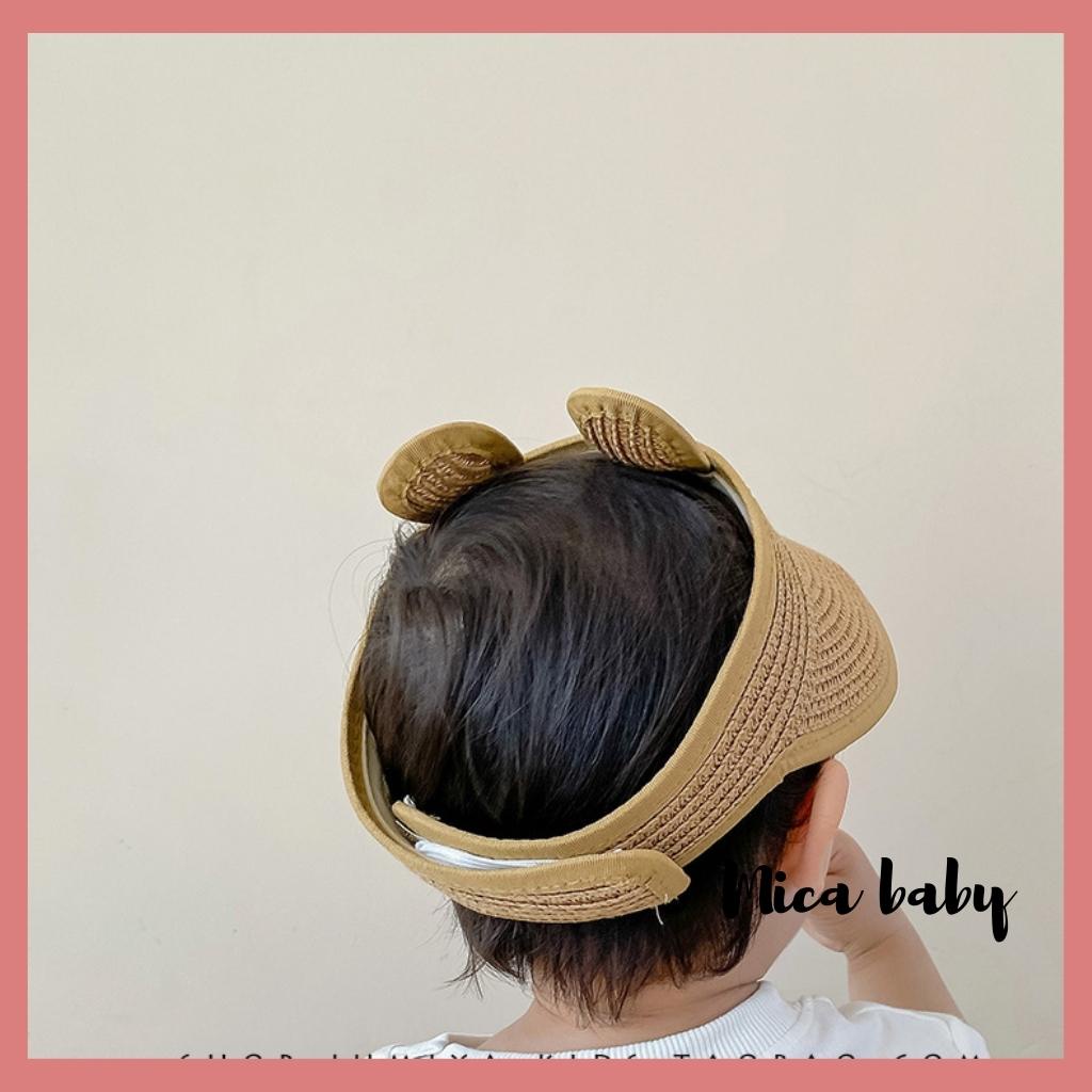 Mũ cói nửa đầu gắn tai thỏ dễ thương cho bé Mica Baby MH111