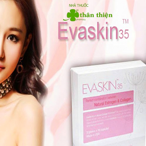 Evaskin 35 hộp 30 viên, viên uống hỗ trợ làm tăng tính đàn hồi, giảm nếp nhăn và nám cho da (hàng nhập khẩu Mỹ)