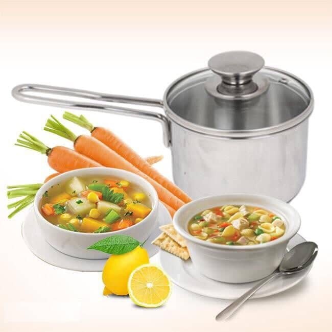 Nồi nấu bột cho bé FIVESTAR Inox 3 đáy nắp kính 14cm, nồi inox cho mọi loại bếp - Monnie Kids
