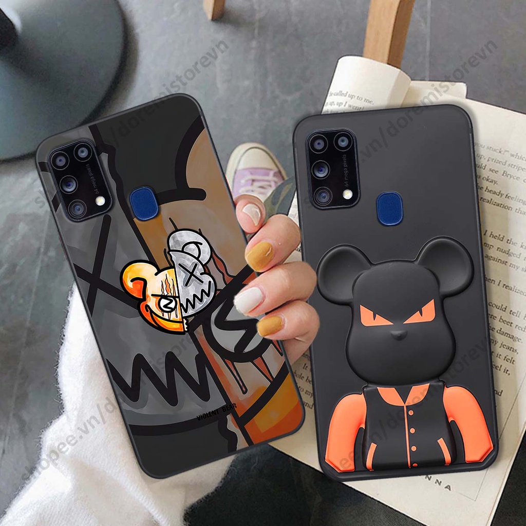Ốp lưng Samsung M31 hình kaws, kith, bear brick nổi 3D phong cách độc đáo