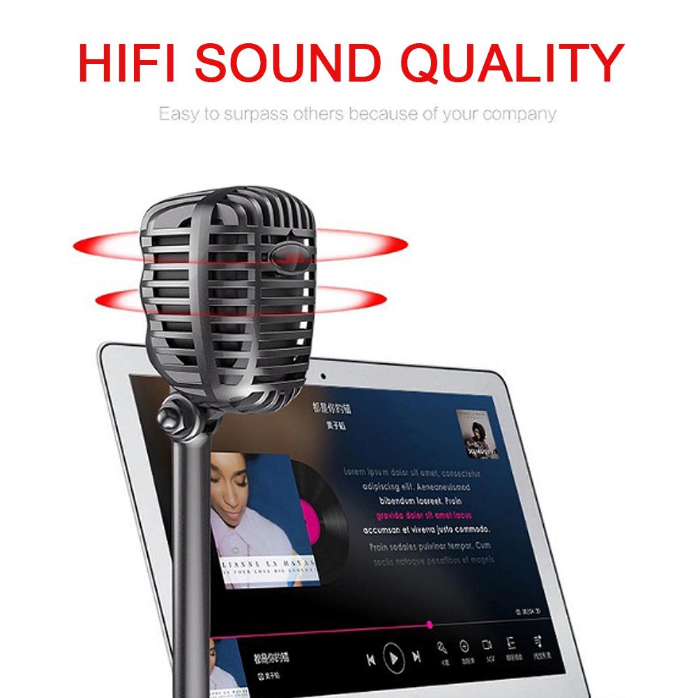 Micrô ngưng tụ có dây Studio HD chống ồn Máy tính bảng USB 3,5 mm cho máy tính Micrô retro chuyên nghiệp | BigBuy360 - bigbuy360.vn