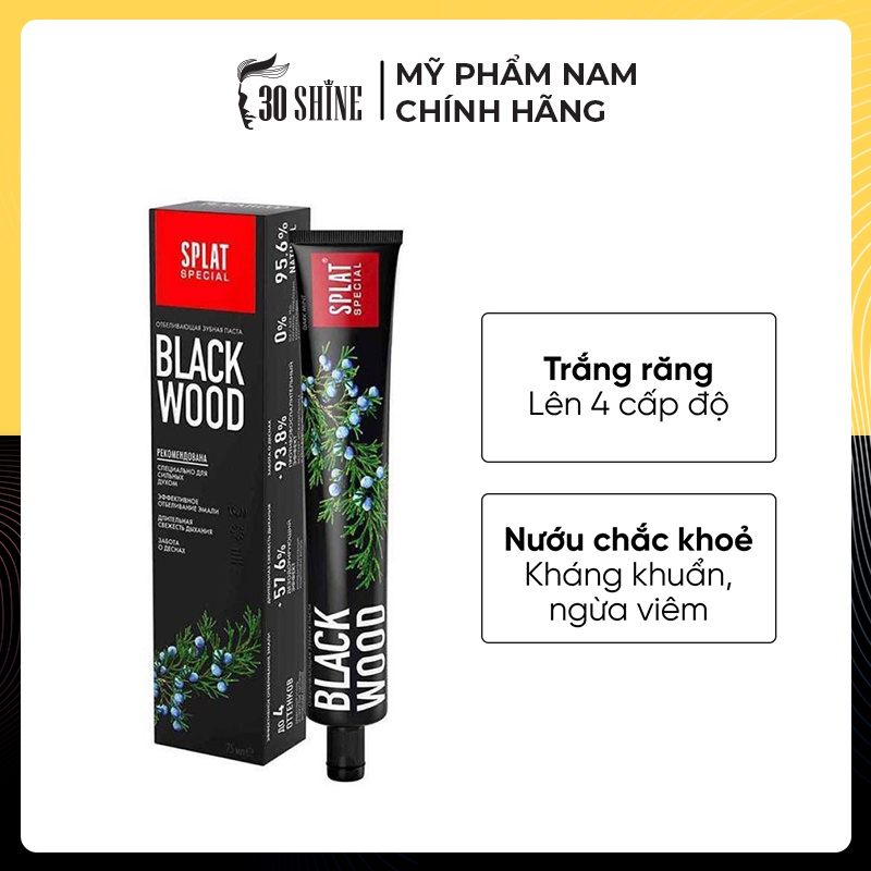 Kem Đánh Răng Splat than hoạt tính BLACKWOOD Trắng sáng 75ml