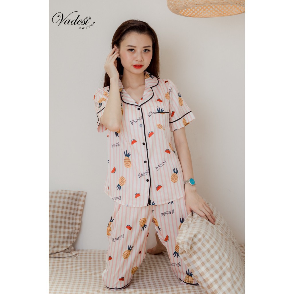 Bộ Pijama Quần Lửng Áo Cộc Đồ Ngủ Nữ Lụa Cao Cấp Mặc Nhà Họa Tiết Đẹp Thoáng Nhẹ - Mát Mềm - LN01