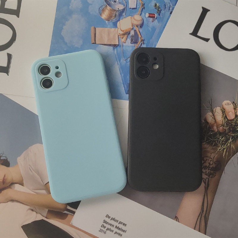 Ốp điện thoại silicon nhân tạo màu trơn không hình cho IPhone 7 8 11 12 13 X Xr Xs Max Pro Plus Mini | BigBuy360 - bigbuy360.vn