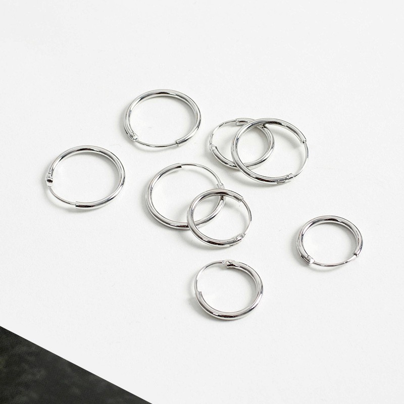 1 đôi-Bông tai bạc s925 khoen tròn đơn giản nhiều kích cỡ cho khách lựa chọn