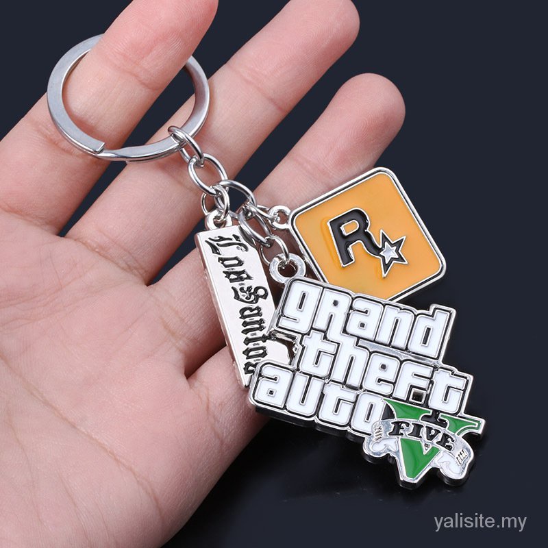 Móc chìa khóa bằng kim loại in hình hoạt hình Give Your Friend Game around thôshod5 GTA5 Grand Theft Auto