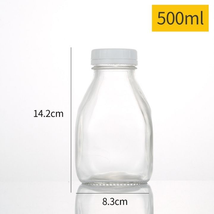 Bình thuỷ tinh VUÔNG LÙN  300-500ml nắp nhựa vặn đen trắng đựng sữa hạt nước ép dễ vệ sinh [ RẺ VÔ ĐỊCH ] | BigBuy360 - bigbuy360.vn