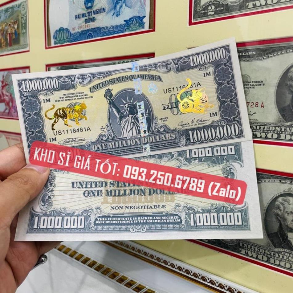 Tờ Tiền 1 Triệu Đô Hình Con Mèo - usd Kỉ Niệm Lưu Niệm, Có Bảo An