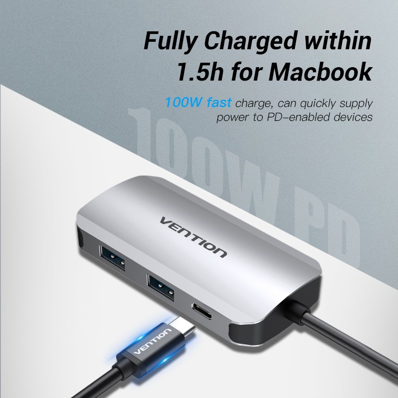 Đầu HUB kết nối đa cổng VENTION với 4 cổng USB C 3.1 sang USB 3.0 cho Macbook / Samsung