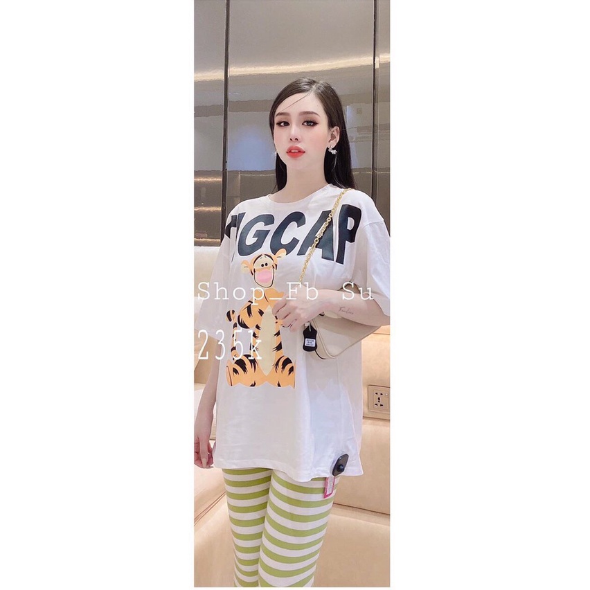 Bộ đồ hổ cotton quần legging kẻ ngang đồ bộ nữ DN278