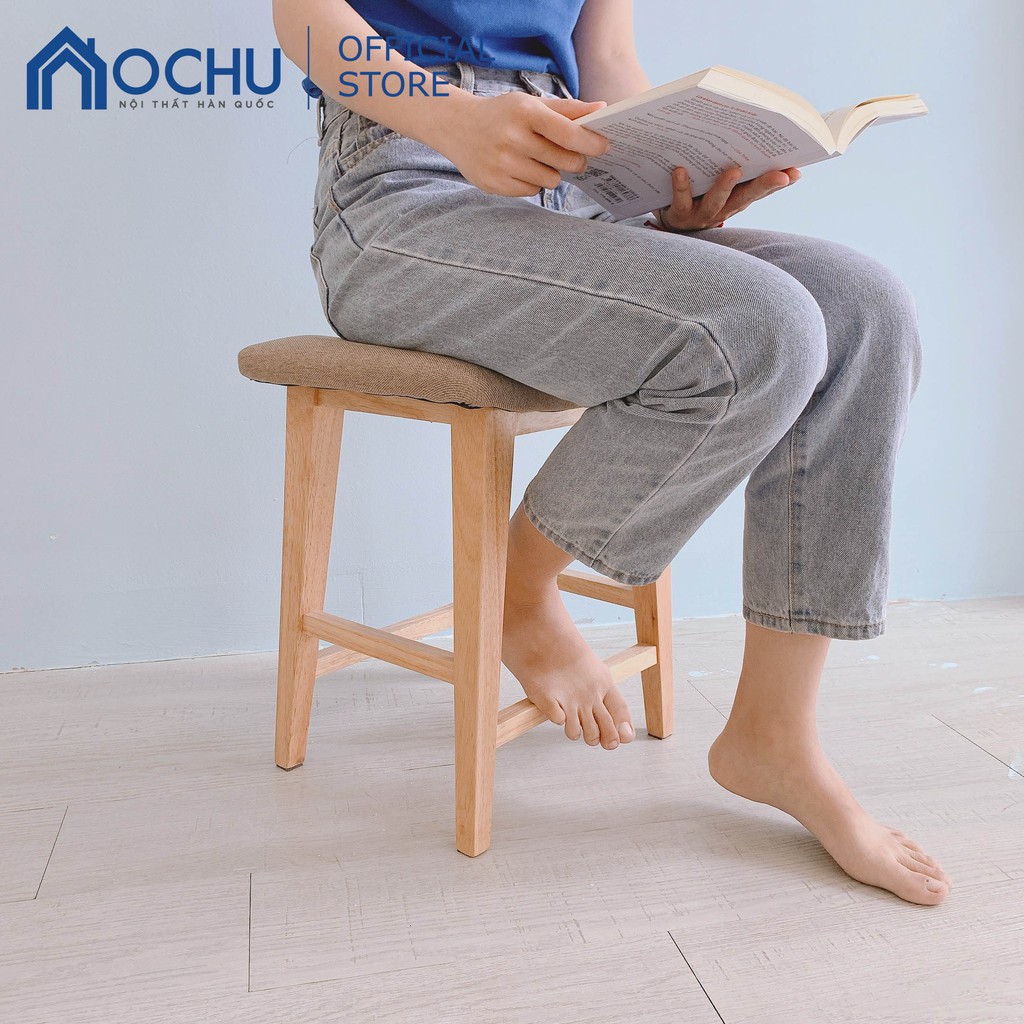 Ghế đôn chân gỗ OCHU đệm vải CARDI STOOL-S Nội thất thông minh decor phòng khách, phòng ngủ