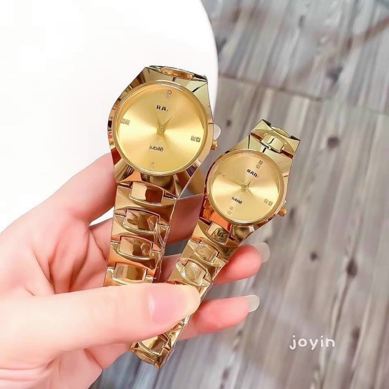 Đồng Hồ Cặp Đôi Nam Nữ Rus Watches Dây Kim Loại Cao Cấp Mạ Vàng Thời Trang Bền Màu