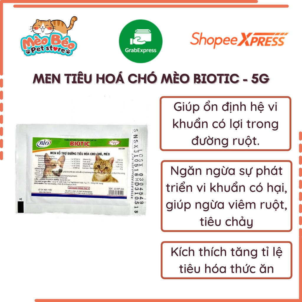 Men tiêu hoá chó mèo Biotic - gói 5g