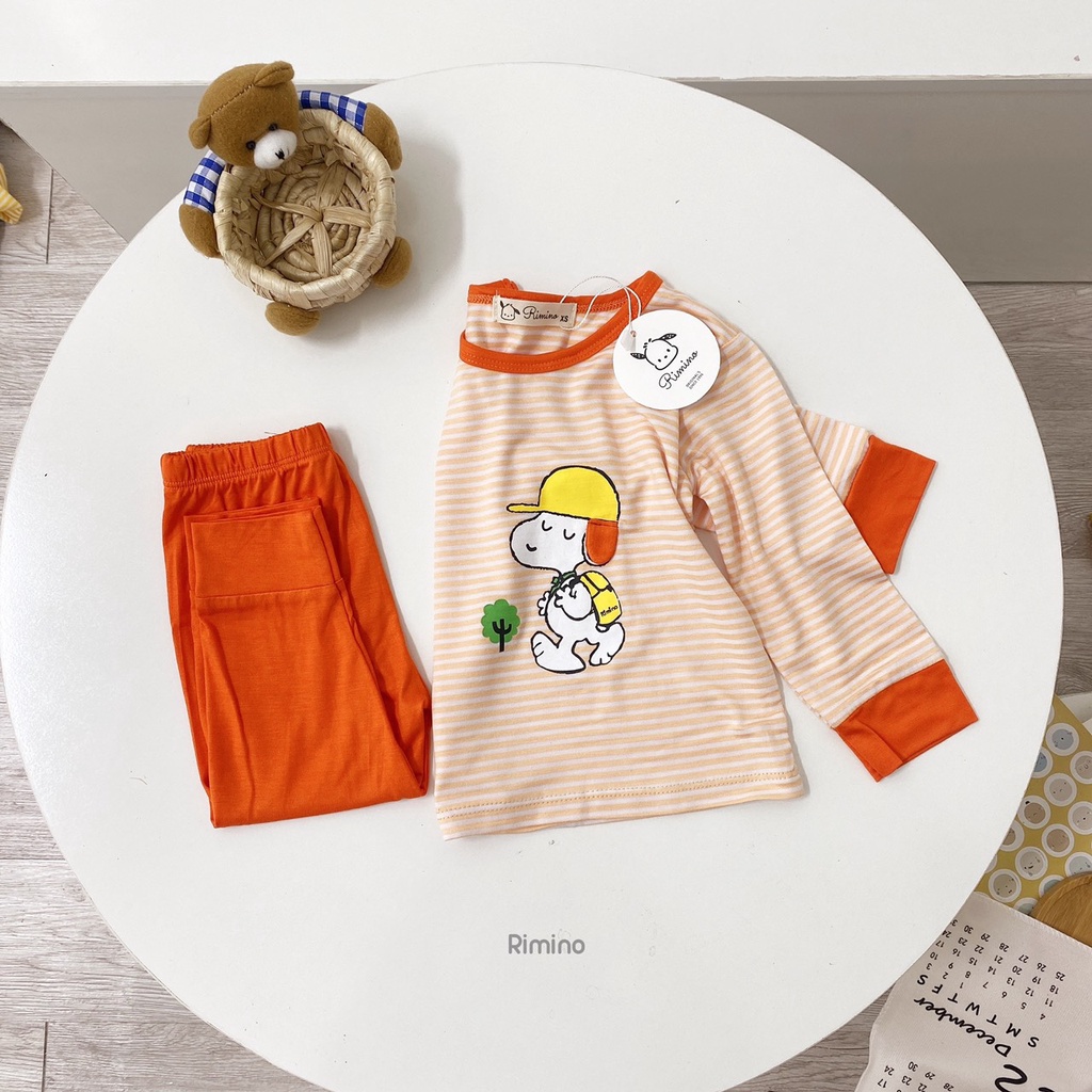 [SALE] Bộ Quần Áo Bé Gái, Bé Trai KIMCHIBABY Vải Thun Lạnh Hoạ Tiết  Sọc Snoopy, Đồ Bộ Cho Bé Mặc Nhà Thu Đông KWTD2208
