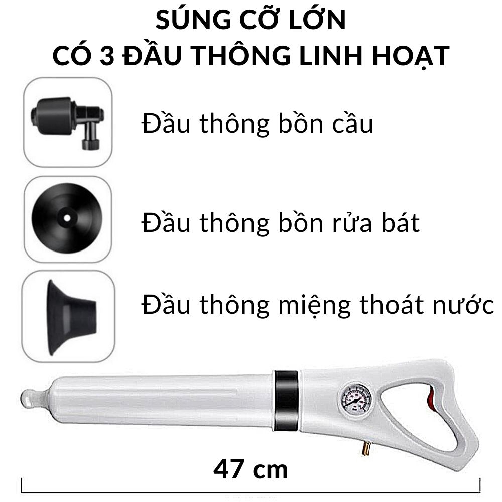 Dụng cụ thông tắc Bồn cầu Bồn rửa bát Cống Ống nước - Dạng Máy áp suất nén khí mã 70024