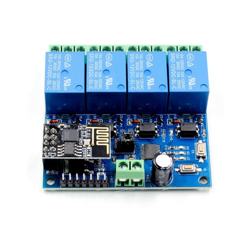 Mô Đun Rơ Le Điều Khiển Wifi 12v Esp8266 Esp-01 4 Kênh Tiện Dụng