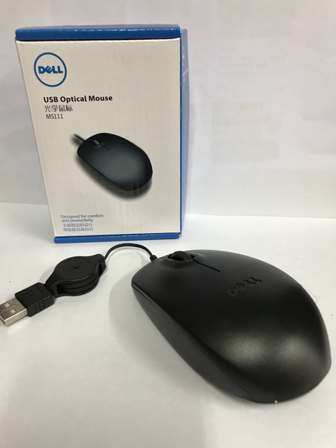 Chuột vi tính Dell MS116 cho văn phòng có kiểu dáng cong ôm sát tay cầm dây rút tiện lợi