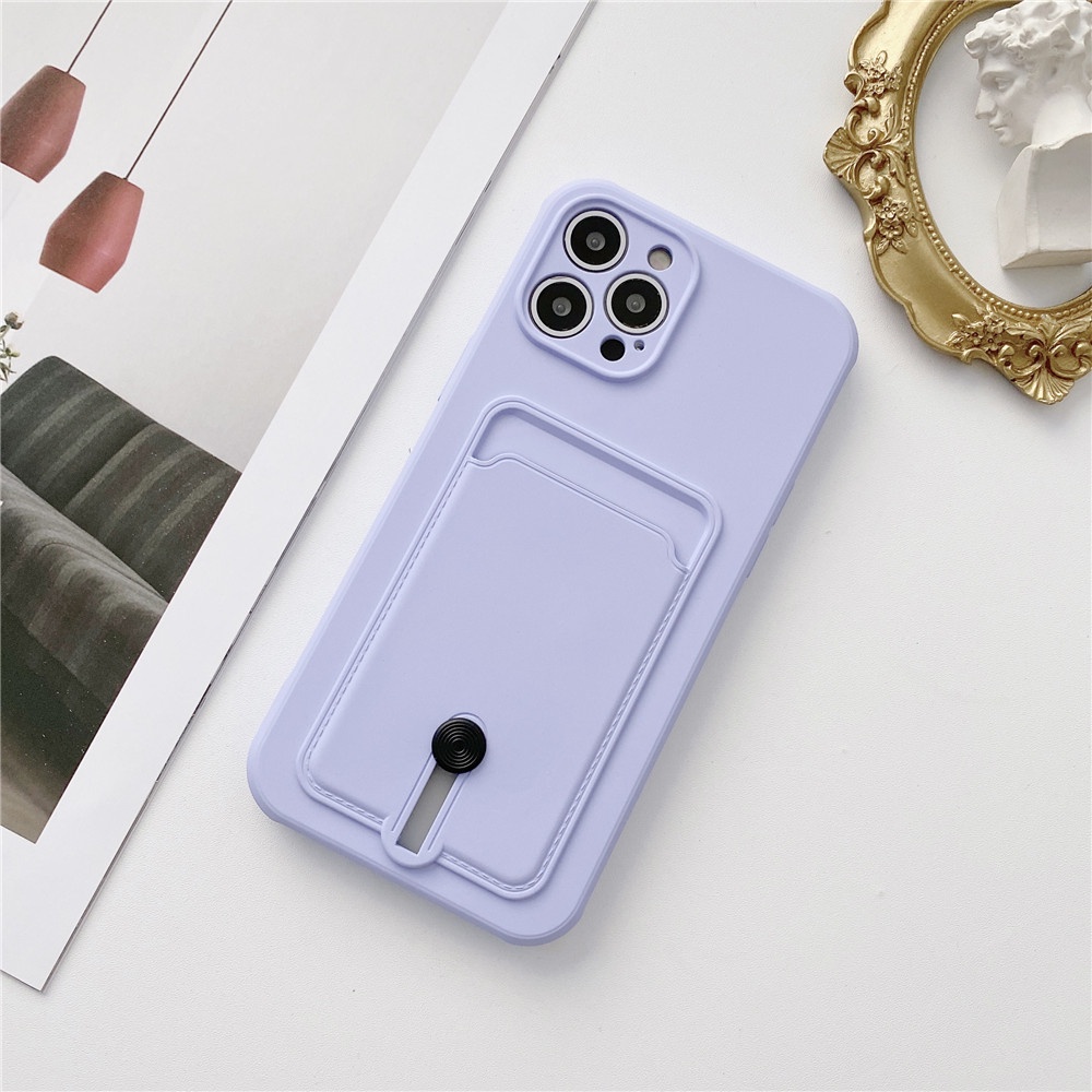 Ốp Điện Thoại TPU Silicon Mềm Có Ngăn Đựng Thẻ 8 Màu Cho iPhone 11 12 Pro Max Mini 12Pro SE 2020 X XS Max XR 7 8 Plus