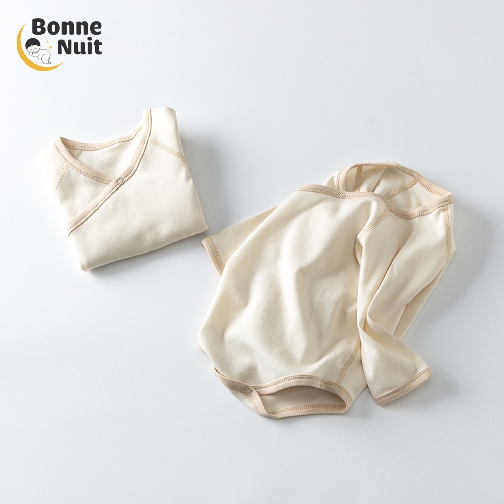 Bodysuit dài tay 100% sợi Cotton hữu cơ tự nhiên cho bé trai &amp; gái