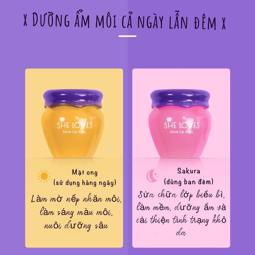 Son dưỡng môi dạng hủ mật ong làm mềm môi SHE LOVES kèm cọ