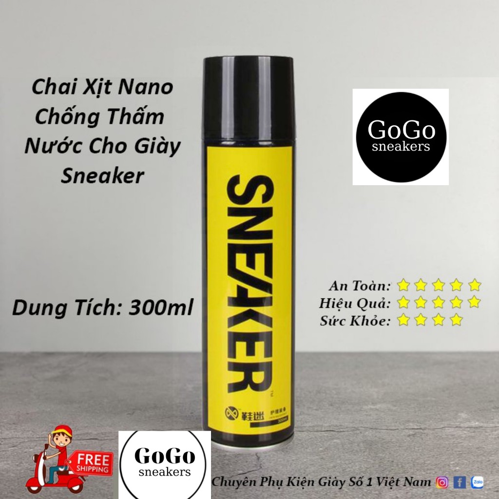 Xịt Chống Thấm Giày Sneaker Cao Cấp GOGO Dạng Sương NANO Chống Nước Hiệu Quả Nhanh Tiện Lợi An Toàn Sức Khoẻ GOGO