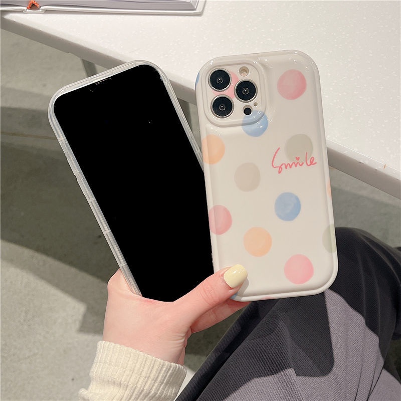 Ốp Điện Thoại Họa Tiết Chấm Bi Nhiều Màu Xinh Xắn Cho IPhone 12 13 11 Pro Max X Xs Max Xr 6622