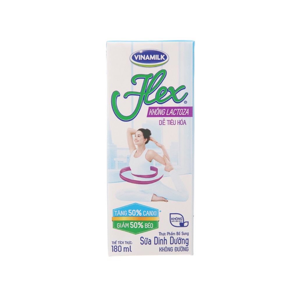 Thùng 48 hộp Sữa Vinamilk Flex không đường không Lactoza 180ml