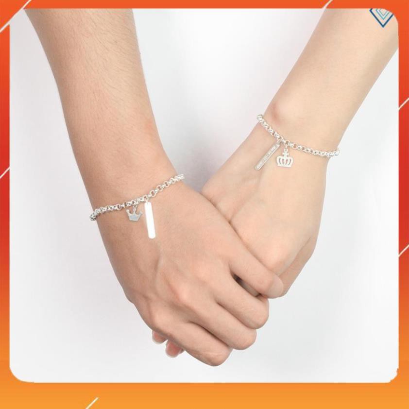 ⚡ KHUYỄN MÃI ⚡ Lắc tay đôi bạc, vòng tay cặp bạc hình King - Queen khắc tên theo yêu cầu LTD0007 - Trang Sức TNJ | BigBuy360 - bigbuy360.vn