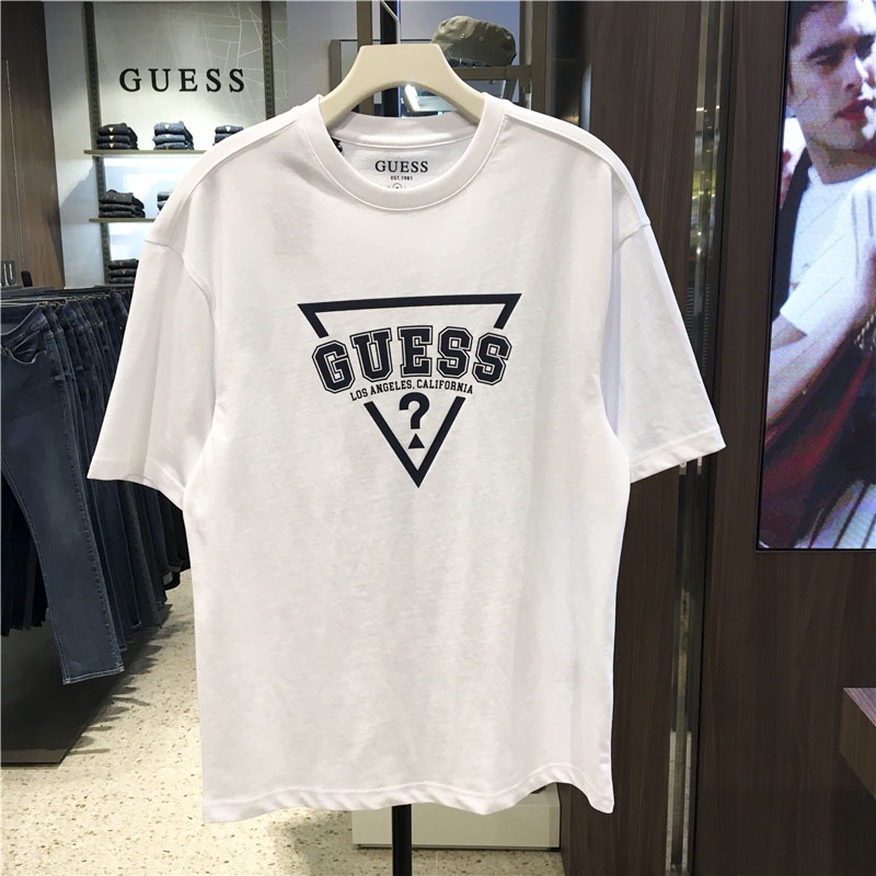 Áo Thun Tay Ngắn Cổ Tròn In Chữ Guess Thời Trang Xuân Hè Cho Nam Và Nữ