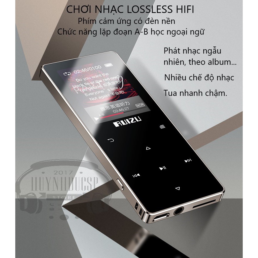 Máy nghe nhạc RUIZU D28 Bluetooth 5.0 Hifi Lossless Loa ngoài 2019 tặng kèm tai nghe