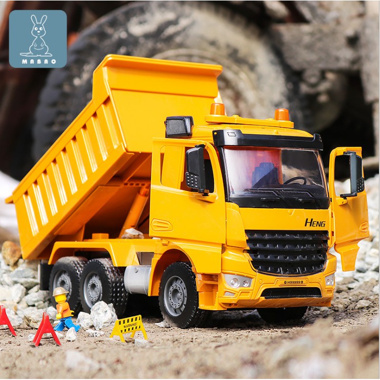 Mô hình xe ô tô tải ben cỡ lớn bằng nhựa cao cấp có âm thanh và đèn xe đồ chơi trẻ em