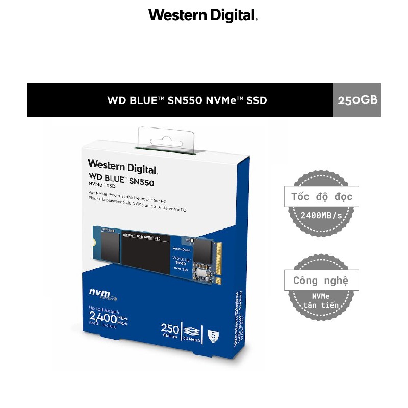  Ổ cứng SSD WD Blue SN550 250GB M.2 2280 NVMe Gen3 x4 WDS250G2B0C | BigBuy360 - bigbuy360.vn