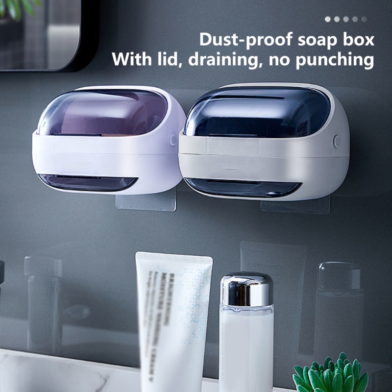 Giá Đỡ Xà Phòng Gắn Tường Nắp Lật Thoát Nước Chống Bụi Chống Rò Rỉ Dễ Lắp Đặt