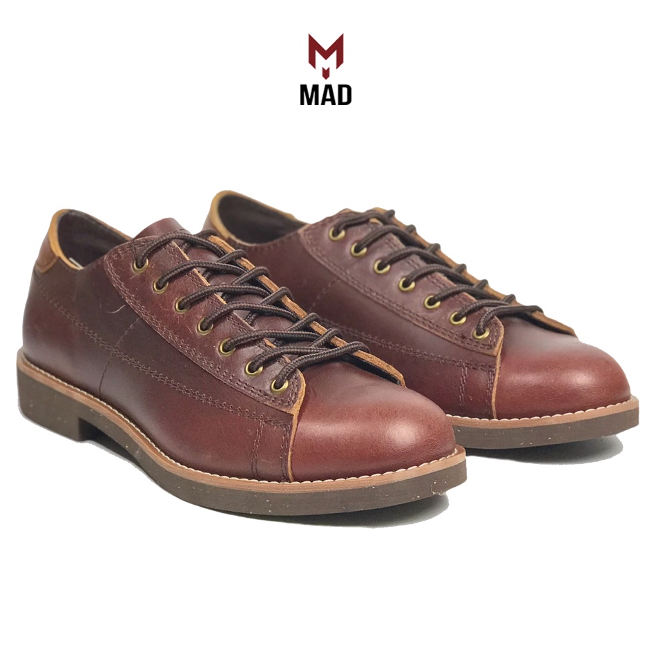 Giày tây nam MAD 𝐋𝐨𝐰𝐜𝐮𝐭 𝐌𝐨𝐧𝐤𝐞𝐲 Red da bò sáp cao cấp phong cách thời trang bụi bặm cá tính
