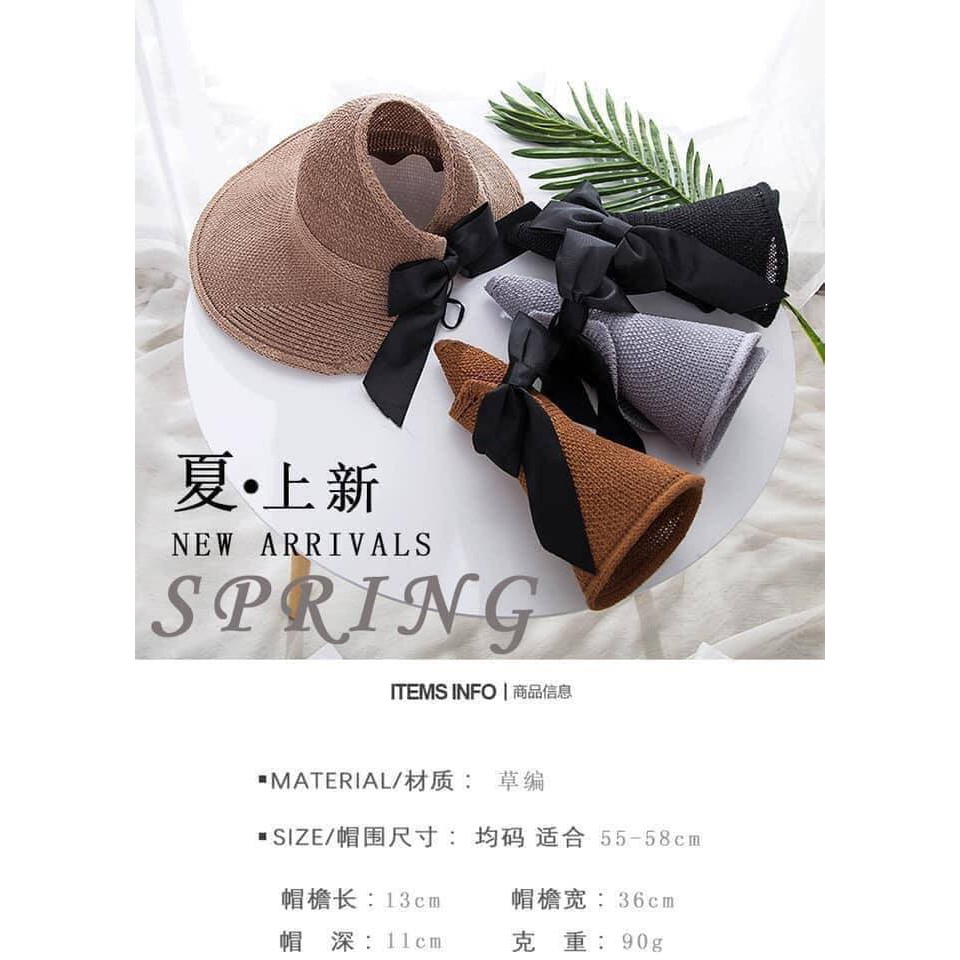 Mũ cói đi biển gấp gọn điệu đà cho bạn gái mẫu mới 2019 | Mũ rộng vành chống nắng