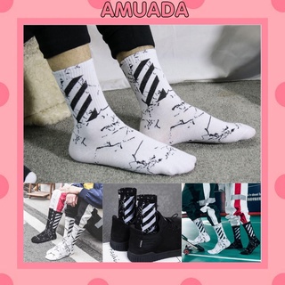 Tất nam cao cổ Amuada vớ nữ cao cổ Off White tia điện cực hot T1