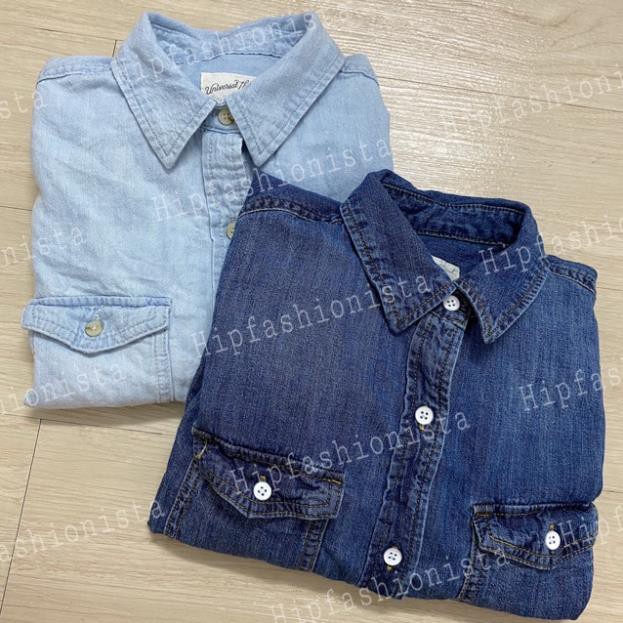 Áo sơ mi denim jean nữ hàng chuẩn xịn, chất denim mềm mịn thoải mái, form áo hơi suông rộng (Hình thật)  ྇