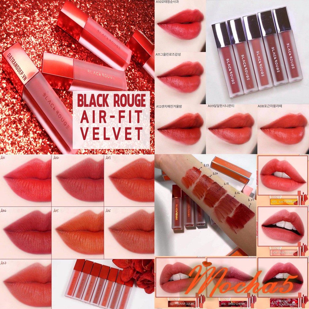 [ Ver 1-7 ] Son kem lì BLACK ROUGE Air Fit Velvet Tint lên màu siêu đẹp Ver1-7 [Mới Nhất]