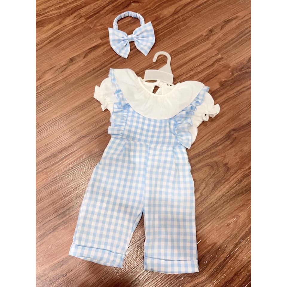 Set thiết kế bộ đồ bay bé gái 3 chi tiết caro 8-23kg Angel Baby Thời Trang Thiết Kế