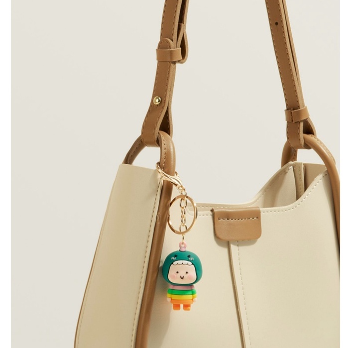 🌸Hàng Order🌸 Túi Xách Muzi&kai Chính Hãng Da Trơn Khóa Kéo Quai Da Đeo Kèm Móc Trang Trí Sang Chảnh Nữ Tính 🌸 Quảng Châu