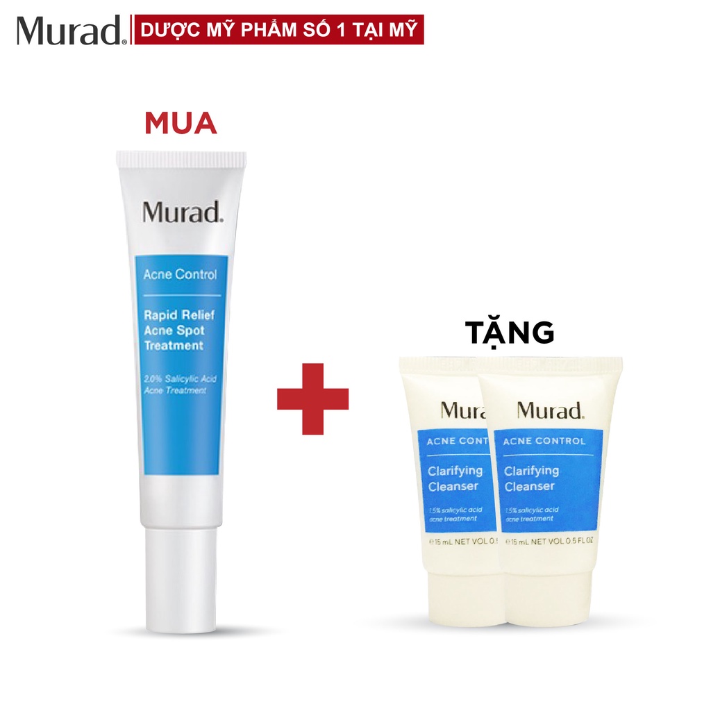 Gel giảm mụn 4h Murad Rapid Relief Acne 15ml Tặng 2 Clarifying Cleanser 15ml